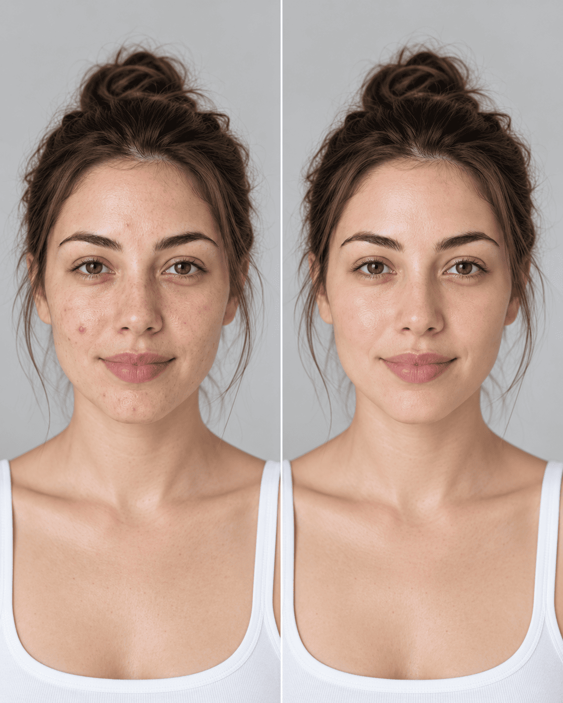 Progression de la peau avant et apr&egrave;s